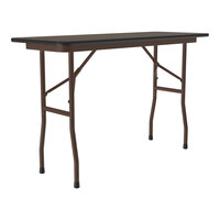 Correll 18" x 48" Rectangular Walnut Light Duty Melamine Folding Table