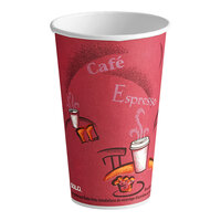 Solo 316SI-0041 Bistro Print 16 oz. Poly Paper Hot Cup - 1000/Case