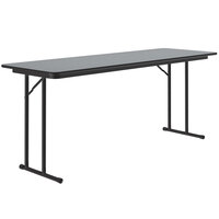 Correll 24" x 72" Rectangular Gray Granite High Pressure Folding Seminar Table with Off-Set Legs