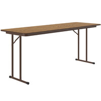 Correll 24" x 96" Rectangular Medium Oak High Pressure Folding Seminar Table with Off-Set Legs