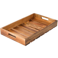 Tablecraft CRATE11 Full Size, 2 1/2" Deep Gastronorm Acacia Wood Serving and Display Crate
