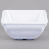 Tablecraft RAMS4W 4 oz. White Square Ribbed Melamine Ramekin - 12/Pack