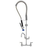 Fisher 34452 Backsplash Mounted Pre-Rinse Faucet with 8" Centers, 10" Add-On Faucet, and Wall Bracket