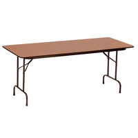 Correll 18" x 60" Rectangular Medium Oak High Pressure Heavy Duty Folding Table