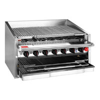 MagiKitch'n CM-RMB-672CR 72" Natural Gas Countertop Cast Iron Radiant Charbroiler - 240,000 BTU