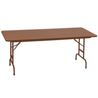 Correll 30" x 60" Rectangular Medium Oak High Pressure Heavy Duty Adjustable Folding Table