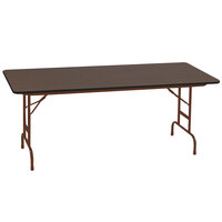 Correll 30" x 72" Rectangular Walnut High Pressure Heavy Duty Adjustable Folding Table