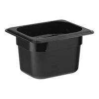 Cambro 84CW110 Camwear 1/8 Size Black Polycarbonate Food Pan - 4" Deep