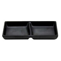 Elite Global Solutions JW521 Zen 4 oz. Black Two Compartment Melamine Sauce Dish - 6/Case