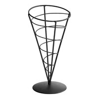 Tablecraft AC59 Vertigo Round Black Appetizer Wire Cone Basket - 5" x 9"