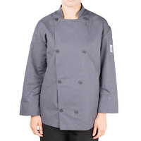 Chef Revival Silver J200 Unisex Gray Performance Long Sleeve Chef Jacket with Mesh Back - S
