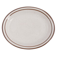 Tuxton TBS-041 Bahamas 8 1/2" x 6 7/8" Brown Speckle Narrow Rim China Platter - 36/Case