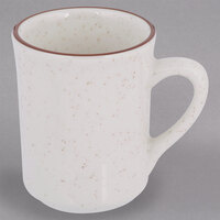 Tuxton TBS-017 Bahamas 8 oz. Brown Speckle China Tiara Mug - 36/Case