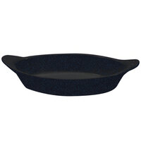 Tablecraft CW1730MBS 24 oz. Midnight / Blue Speckled Cast Aluminum Oval Server with Shell Handles