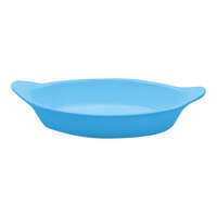 Tablecraft CW1730SBL 24 oz. Sky Blue Cast Aluminum Oval Server with Shell Handles