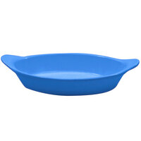 Tablecraft CW1730CBL 24 oz. Cobalt Blue Cast Aluminum Oval Server with Shell Handles