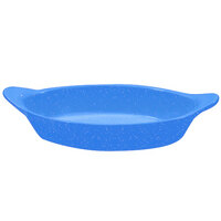 Tablecraft CW1730BS 24 oz. Blue Speckled Cast Aluminum Oval Server with Shell Handles