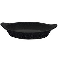 Tablecraft CW1730MS 24 oz. Midnight Speckled Cast Aluminum Oval Server with Shell Handles