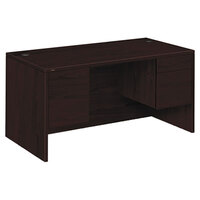 HON 10573NN 10500 Series 60" x 30" x 29 1/2" Mahogany 3/4 Height Double Pedestal Desk