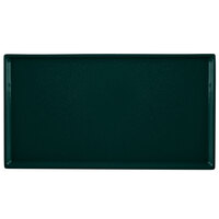 Tablecraft CW2114HGNS 12 7/8" x 7" x 3/8" Hunter Green with White Speckle Cast Aluminum Third Size Rectangular Cooling Platter