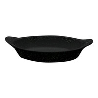 Tablecraft CW1730BKGS 24 oz. Black / Green Speckled Cast Aluminum Oval Server with Shell Handles