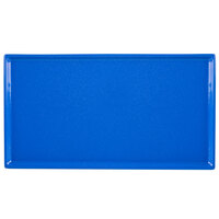 Tablecraft CW2114BS 12 7/8" x 7" x 3/8" Blue Speckle Cast Aluminum Third Size Rectangular Cooling Platter