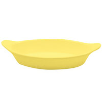 Tablecraft CW1730Y 24 oz. Yellow Cast Aluminum Oval Server with Shell Handles