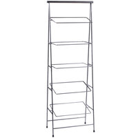 Clipper Mill by GET IR-906 POP 23 1/2" x 14" Gray Powder Coated Iron Rectangular 5-Tier Tilted Pane Stand