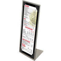 Menu Solutions MTPIX-414 Alumitique Aluminum Menu Tent with Picture Corners - Brushed Finish - 4 1/4" x 14"