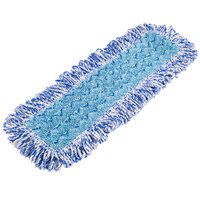 Rubbermaid HYGEN FGQ41600BL00 18" Blue Microfiber High Absorbency Hook & Loop Looped End Wet Mop Pad