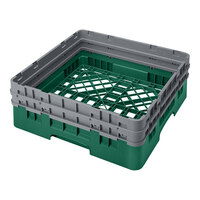 Cambro BR578119 Sherwood Green Camrack Customizable Full Size Base Rack with Closed Sides and 2 Extenders