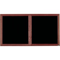 Aarco CDC3672 36" x 72" Enclosed Indoor Hinged Locking 2 Door Black Felt Message Board with Cherry Frame