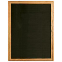 Aarco ODC4836 48" x 36" Enclosed Hinged Locking 1 Door Black Felt Message Board with Natural Oak Frame