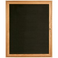 Aarco Enclosed Hinged Locking 1 Door Black Felt Message Board with Natural Oak Frame