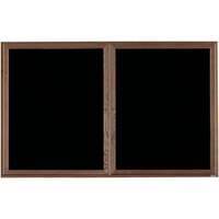 Aarco WDC4872 48" x 72" Enclosed Hinged Locking 2 Door Black Felt Message Board with Walnut Frame