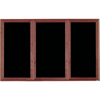 Aarco CDC4872-3 48" x 72 Enclosed Indoor Hinged Locking 3 Door Black Felt Message Board with Cherry Frame