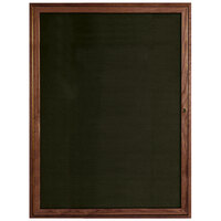 Aarco WDC4836 48" x 36" Enclosed Hinged Locking 1 Door Black Felt Message Board with Walnut Frame