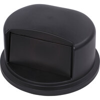 Carlisle 34103403 Bronco 32 Gallon Black Round Dome Top Trash Can Lid with Hinged Door