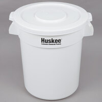 Continental Huskee 20 Gallon White Round Trash Can with White Lid