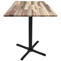 Holland Bar Stool OD211-3030BWOD36SQRustic 36" Square Rustic Wood Laminate Outdoor / Indoor Standard Height Table with Cross Base