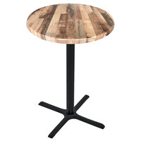 Holland Bar Stool OD211-3030BWOD36RRustic 36" Round Rustic Wood Laminate Outdoor / Indoor Standard Height Table with Cross Base