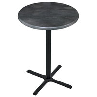 Holland Bar Stool OD211-3036BWOD30RBlkStl 30" Round Black Steel Laminate Outdoor / Indoor Counter Height Table with Cross Base