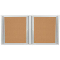 Aarco DCC3672R 36" x 72" Enclosed Hinged Locking 2 Door Satin Anodized Finish Indoor Bulletin Board Cabinet