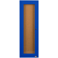 Aarco DCC3612RB 36" x 12" Enclosed Hinged Locking 1 Door Powder Coated Blue Finish Indoor Bulletin Board Cabinet
