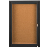 Aarco DCC3624RBK 36" x 24" Enclosed Hinged Locking 1 Door Powder Coated Black Finish Indoor Bulletin Board Cabinet