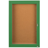 Aarco Enclosed Hinged Locking 1 Door Powder Coated Green Finish Indoor Bulletin Board Cabinet