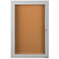 Aarco Enclosed Hinged Locking 1 Door Satin Anodized Finish Indoor Bulletin Board Cabinet