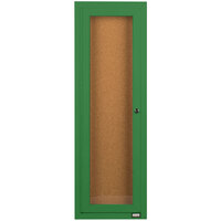 Aarco DCC3612RG 36" x 12" Enclosed Hinged Locking 1 Door Powder Coated Green Finish Indoor Bulletin Board Cabinet