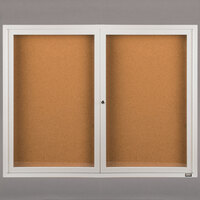 Aarco DCC4872RW 48" x 72" Enclosed Hinged Locking 2 Door Powder Coated White Finish Indoor Bulletin Board Cabinet