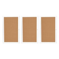 Aarco DCC4872-3RW 48" x 72" Enclosed Hinged Locking 3 Door Powder Coated White Finish Indoor Bulletin Board Cabinet
